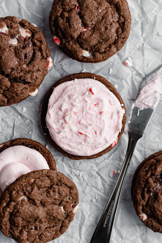 Healthy Peppermint Brownie Sandwich Cookies